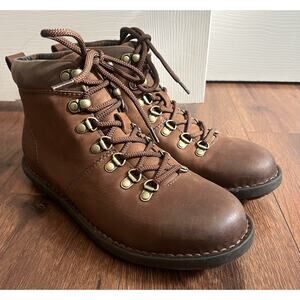 BORN Blaine Brown Leather Water-Resistant Lace-Up Hiking Walking Boots